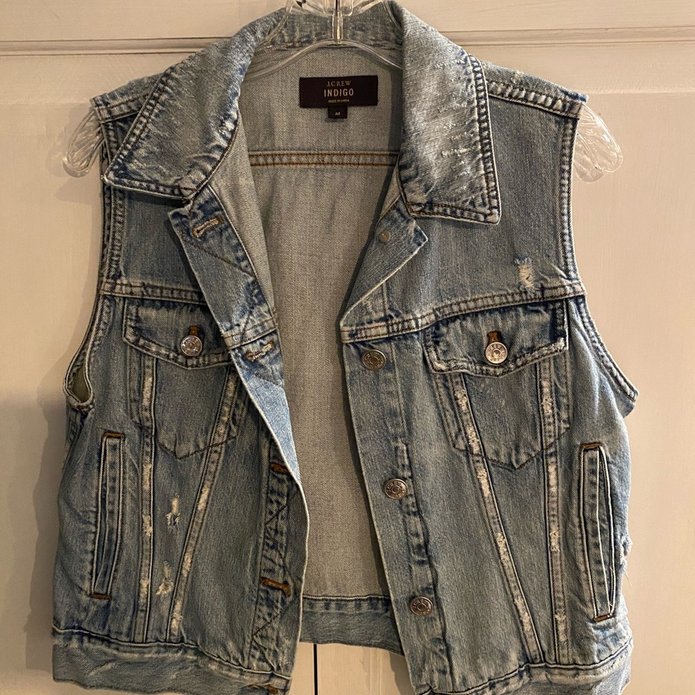 JCrew distressed denim vest